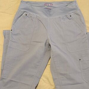 Healing Hands Purple Label Tori Women's Yoga Scrub Pants Size Small Light Grey